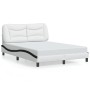 Estructura de cama con cabecero cuero sintético blanco y negro