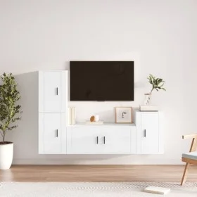 4-teiliges TV-Möbelset Sperrholz glänzend weiß von vidaXL, TV-Möbel - Ref: Foro24-3188600, Preis: 190,88 €, Rabatt: %