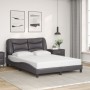 Estructura de cama sin colchón cuero sintético gris 140x200 cm