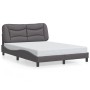 Estructura de cama sin colchón cuero sintético gris 140x200 cm