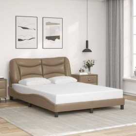 Estructura cama sin colchón cuero sintético capuchino 140x200cm en Camas y somieres | Comprar online en Foro24