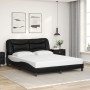 Estructura de cama sin colchón cuero sintético negro 160x200 cm