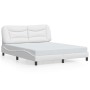 Estructura de cama sin colchón cuero sintético blanco 160x200cm