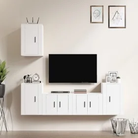 5-teiliges TV-Möbelset aus weißem Sperrholz von vidaXL, TV-Möbel - Ref: Foro24-3188566, Preis: 177,94 €, Rabatt: %