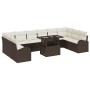 Conjunto de sofá de jardín con cojín 11 pcs Marrón y crema