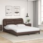 Estructura de cama sin colchón cuero sintético marrón 160x200cm