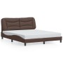 Estructura de cama sin colchón cuero sintético marrón 160x200cm