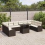 Conjunto de sofá de jardín con cojín 11 pcs Marrón y crema