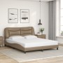 Estructura cama sin colchón cuero sintético capuchino 160x200cm