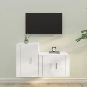 2-teiliges TV-Möbelset aus weißem Sperrholz von vidaXL, TV-Möbel - Ref: Foro24-3188446, Preis: 75,87 €, Rabatt: %