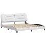 Estructura de cama sin colchón cuero sintético blanco 180x200cm