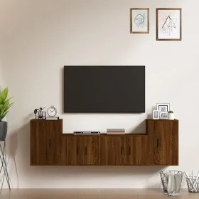 Set de muebles para TV 4 pzas madera contrachapada marrón roble de vidaXL, Muebles TV - Ref: Foro24-3188549, Precio: 149,74 €...