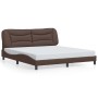 Estructura de cama sin colchón cuero sintético marrón 180x200cm