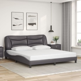 Estructura de cama sin colchón cuero sintético gris 180x200 cm