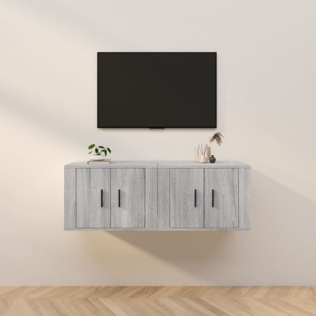 Wand-TV-Schränke 2 Stück Sonoma grau 57x34,5x40 cm von vidaXL, TV-Möbel - Ref: Foro24-3188340, Preis: 87,91 €, Rabatt: %