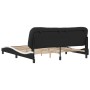 Estructura de cama con cabecero cuero sintético negro y blanco