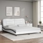 Estructura de cama con cabecero cuero sintético blanco y negro