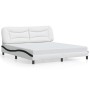 Estructura de cama con cabecero cuero sintético blanco y negro