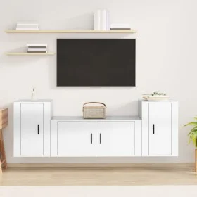 Set de muebles de TV 3 pzas madera contrachapada blanco brillo de vidaXL, Muebles TV - Ref: Foro24-3188512, Precio: 149,39 €,...