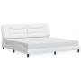 Estructura de cama sin colchón cuero sintético blanco 200x200cm