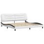 Cama sin colchón cuero sintético blanco negro 200x200 cm