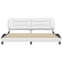 Cama sin colchón cuero sintético blanco negro 200x200 cm