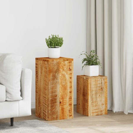 Soportes para plantas 2 unidades madera maciza de mango