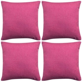 Fundas de cojines 4 uds apariencia de lino rosa 40x40 cm