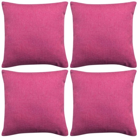 Fundas de cojines 4 uds apariencia de lino rosa 40x40 cm
