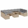 Conjunto de sofá de jardín con cojín 11 pcs beige y gris claro