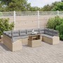 Conjunto de sofá de jardín con cojín 11 pcs beige y gris claro