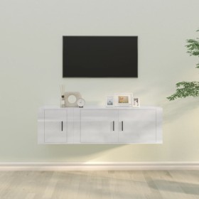 Set de muebles de TV 2 pzas madera contrachapada blanco brillo