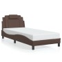 Estructura de cama sin colchón cuero sintético marrón 80x200 cm