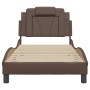 Estructura de cama sin colchón cuero sintético marrón 80x200 cm