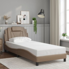 Estructura cama sin colchón cuero sintético capuchino 80x200 cm