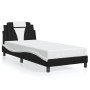 Cama con cabecero cuero sintético negro y blanco 80x200 cm