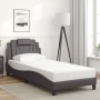Estructura de cama sin colchón cuero sintético gris 90x190 cm