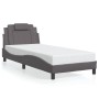 Estructura de cama sin colchón cuero sintético gris 90x190 cm