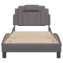 Estructura de cama sin colchón cuero sintético gris 90x190 cm