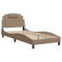 Estructura cama sin colchón cuero sintético capuchino 90x190 cm