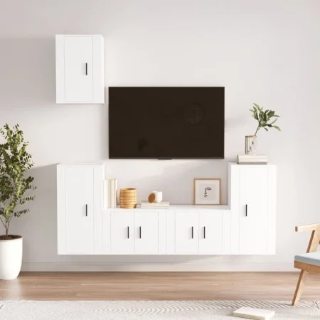 5-teiliges TV-Möbelset aus weißem Sperrholz von vidaXL, TV-Möbel - Ref: Foro24-3188574, Preis: 203,74 €, Rabatt: %