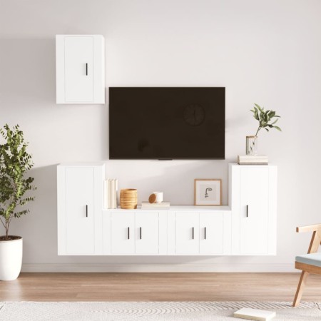 5-teiliges TV-Möbelset aus weißem Sperrholz von vidaXL, TV-Möbel - Ref: Foro24-3188574, Preis: 206,26 €, Rabatt: %