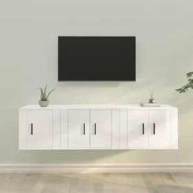 TV-Möbelset 3-teilig aus glänzend weißem Sperrholz von vidaXL, TV-Möbel - Ref: Foro24-3188440, Preis: 105,63 €, Rabatt: %