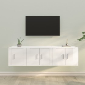 TV-Möbelset 3-teilig aus glänzend weißem Sperrholz von vidaXL, TV-Möbel - Ref: Foro24-3188440, Preis: 106,95 €, Rabatt: %