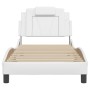 Estructura de cama sin colchón cuero sintético blanco 90x200 cm