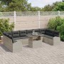 Conjunto de sofá de jardín 11 pcs Gris claro 100 x 55 x 73 cm