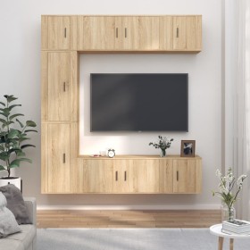 Set de muebles para TV 7 pzas madera contrachapada roble Sonoma