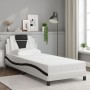Estructura cama cabecero cuero sintético blanco negro 90x200 cm