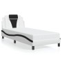 Estructura cama cabecero cuero sintético blanco negro 90x200 cm