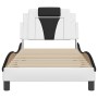 Estructura cama cabecero cuero sintético blanco negro 90x200 cm